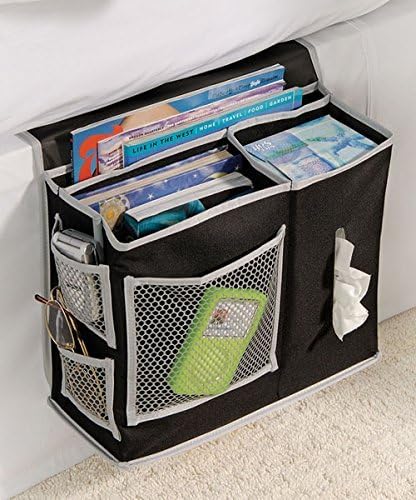 Oalas Bed Bedside Storage Mattress Book Remote Caddy Organizer (1, Black)