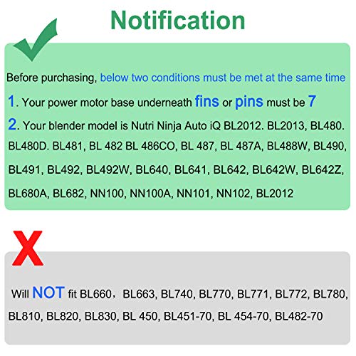 Ninja Blender Replacement Parts Vodche Ninja Bottom Blade 7 Fins Replacement Extractor Blade Parts for Nutri Ninja Blender Blade Assembly Fits Nutri Ninja Auto-iQ BL482 BL642 NN102 BL682 BL2013 - Thumbnail 3