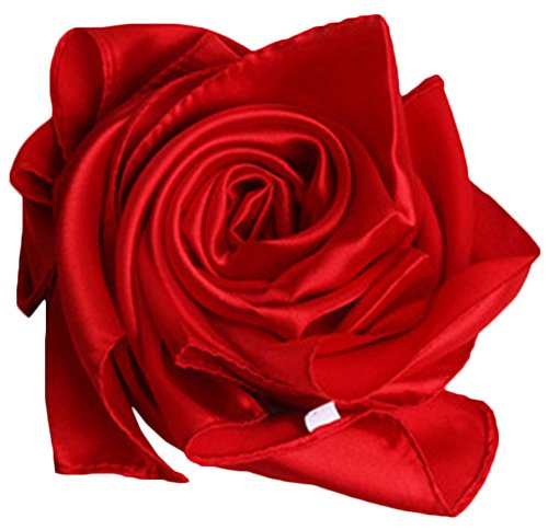 X&F Women's Solid Stain Charmeuse Neckerchief Square Scarf 23" 23" Red