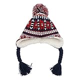 Home Prefer Toddler Girls Boys Thick Knit Earflap Hat Sherpa Lined Peruvian Beanie Hat Snowflake Snow Hats M