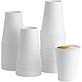 Comfy Package [12 oz. - 100 Count Disposable White Paper Cups, Hot Coffee Cups - Eco-Friendly Hot Cups