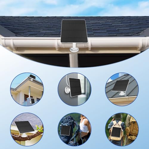 2 Pack 5W Solar Panel Compatible with Arlo Pro 3, Pro 4, Pro 5S, Pro 3 Floodlight, Ultra, Ultra2, 5V Solar Panels for Security Camera, 3M Cable, IP65 Waterproof, 360° Adjustable Bracket