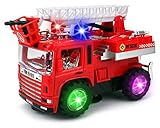 Mini Pumper Fire Truck Rescue Battery Operated Bump and Go Toy Truck w/Flashing Lights, Sounds