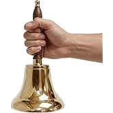 Large &amp; Heavy Solid Brass Loud Hand Call Bell for Weddings, Christmas, School 11"(H) 5"(D) Polished Brass By The Metal Magician