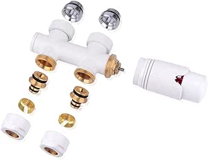 S SIENOC H-Válvula conjunto de conexión Cromada conexión central/válvulas del radiador termostato para radiadores de baño con sistema de dos tubos ...
