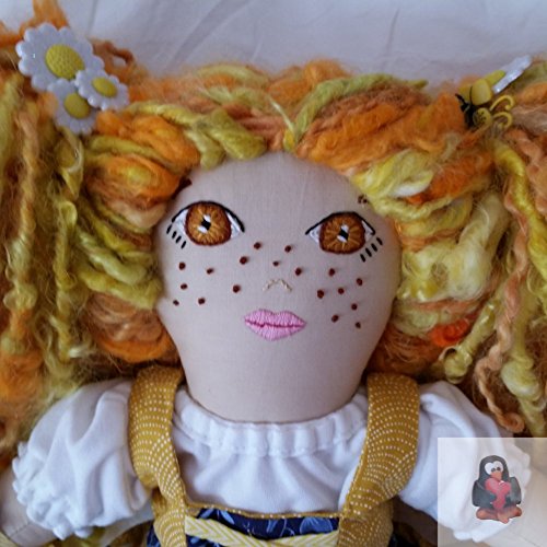Fabric Art Doll with Golden Hair and Dirndl