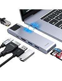 Concentrador USB C, Adaptador MacBook Pro, Concentrador Falwedi 7 en 2 USB C con Thunderbolt 3 5K60Hz 100W PD, Puerto Ethernet, HDMI 4K30Hz, 2xUSB 3.0, Lector de tarjetas SD   TF para MacBook Air 2018 y MacBook Pro
