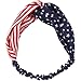 JIPIE 3-Pack of the Stars and Stripes Retro Wire Headbands Stylish Chiffon Bowknot Twist Bunny Ears Head Wrap Bandeau Hair Ribbon Star-Spangled Banner American Flag Hairbands for Women and Girls