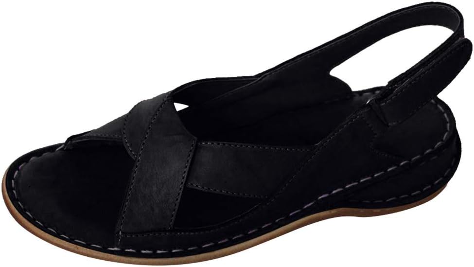 DFMNE Women‘s Platform Thick Summer Shoes Breathable Open Toe Fashion Slip On Crystal Roman Non-Slip Casual Beach Comfort Sandals