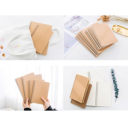 Soft Cover Spiral Journal Notebook (2-Pack), Alloyseed Wirebound Journal Memo Notepads Diary Notebook Planner Acid-free Cream White Thick Paper, 100 Pages, 50 Sheets Khaki (Grid) - Thumbnail 6