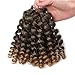 3 Pcs Wand Curl Crochet Hair Extensions Ombre Braiding Twist Hair Synthetic Jumpy Wand Curly Twist Braids Hair 8 Inch 20strands T27#