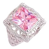 Psiroy Women's 925 Sterling Silver 5ct Pink Topaz Filled Ring