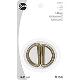 Dritz D-Rings for 1" Straps, 12 Count, Gold