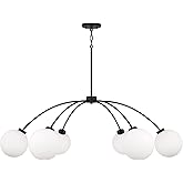 Capital Lighting 457161BI-557 Amos Modern Soft White Glass Globes Chandelier, 6-Light 360 Total Watts, 15" H x 47" W, Black I