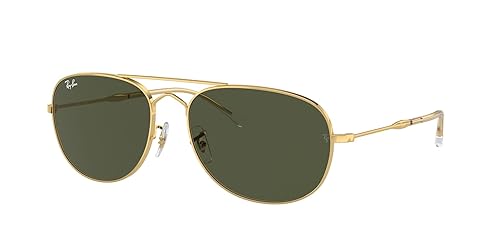 Ray-Ban RB3735 Bain Bridge Aviator Sunglasses, Gold/Green, 60 mm