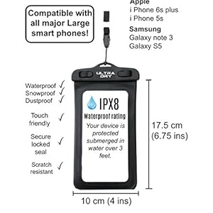 Dry Bag, wasserdichte Tasche, Rucksack, Sack mit Handy-Trockentasche und langem, verstellbarem Schultergurt, ideal für Kajakfahren/Bootfahren/Kanufahren/Rafting/Schwimmen 5 Schnorchelmasken 51By1dneblL. SS300 100% zuverlässiger Schutz: Wir glauben, dass Ultra Dry Adventurer Dry Bags die besten da draußen sind. Ihre neuen Trockentaschen halten jahrelang und bieten wasserdichten Schutz auch für die härtesten Benutzer.
Vordertasche mit Reißverschluss: Ermöglicht Ihnen einfachen Zugriff auf wichtige Gegenstände, ohne das Hauptfach aufrollen zu müssen, so dass Schlüssel, Messer, Feuerzeuge und andere persönliche Gegenstände unterwegs schnell greifen können. (nur spritzwassergeschützt)
Wasserdichte Handy-Schutzhülle inklusive Premium-Qualität IPX8. Passt und funktioniert hervorragend mit großen und kleinen Smartphones mit Wasserdichtigkeits-Qualität, auf die Sie sich verlassen können, ultra-klare Fenster ermöglichen tolle Fotos und Videos. Vertrauen Sie Ihr Telefon nicht billigen Gratis!
