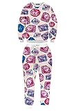 Pink Queen Lady's Pink Overall Colorful Diamond Print 2pcs Swearshirt Set