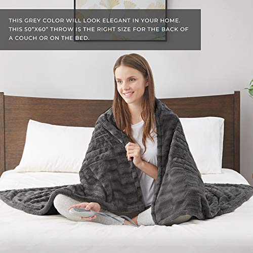MP2 Plush Sherpa Throw Electric Blanket for Lap w/ 3 Heating Levels & 2
