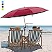 Beach Umbrella, Portable Outdoor Sun Umbrellas, 100% Antiultraviolet, 100% Waterproof, 360° Tilt,Red wine