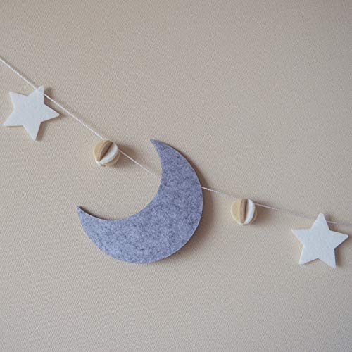 Sorrel + Fern Crib Garland Moon and Stars Felt Garland Baby Nursery Décor - Thumbnail 2
