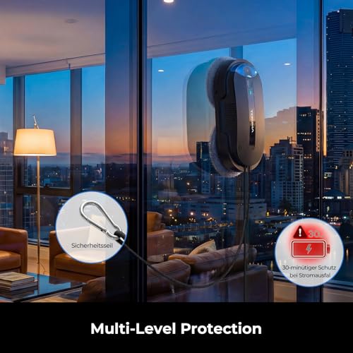 Tosima X1 Window Cleaning Robot, 6400Pa Intelligent Variable Suction, Dual Auto-Spray Smart Window Cleaner with Smart Navigation, Remote Control and Triple Safety, for All Smooth Surfaces, Black