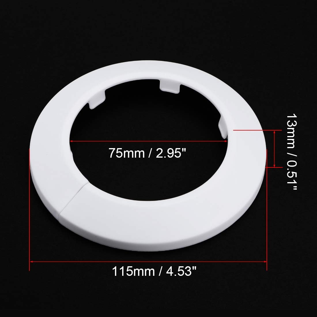 sourcing map 75mm Pipe Cover Decoration PP Plastic Water Pipe Escutcheon White 2pcs, 76.5 mm - Image 4