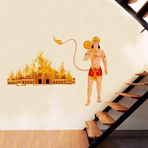 ZigRocket Lord Hanuman burning Srilanka DIY Wall Sticker Removal Vinyl Home Decor Wall Decor Decal Wall Murals 85 x 125 cm