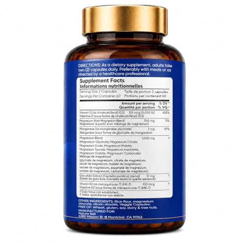 Magnesium Complex 1000mg 12 in 1 Magnesium Supplement with Glycinate Citrate Malate Oxide Taurate Aspartate Orotate Magnesium Relaxation,Muscle, Vegan 120 Capsules