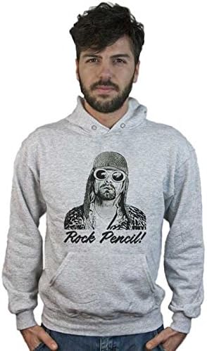 Felpa Kurt Cobain Rock Pencil, Grigia, Nirvana Disegno Stile Matita