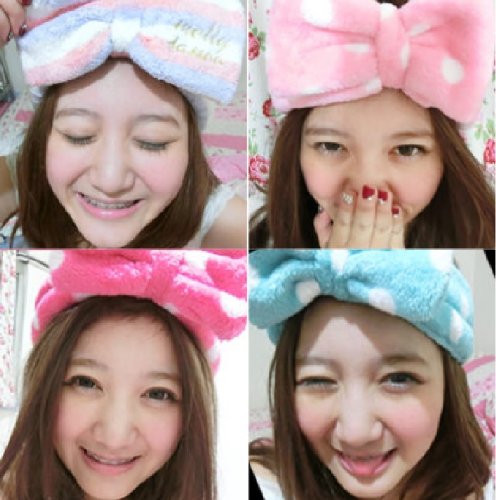 BDS - Lovely Fresh Big Bow Headband Makeup Face Towel Turban Headband Hair Holder (Combo (5 different Style))