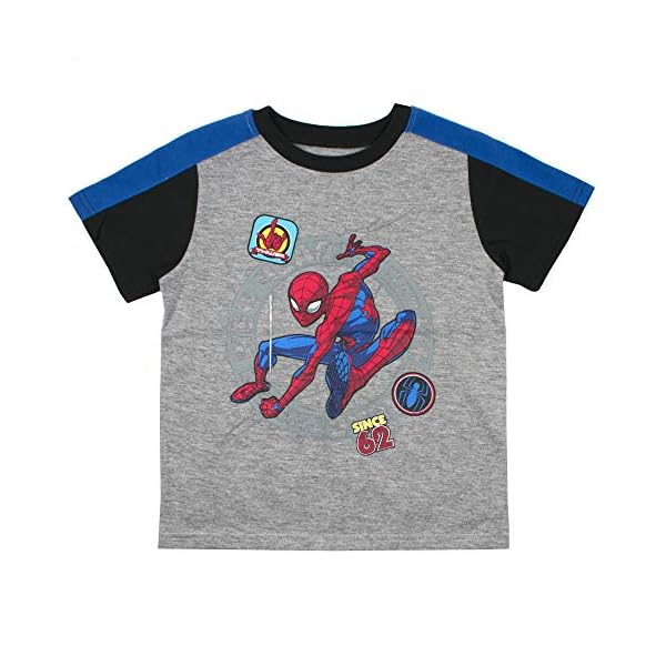 Marvel Spiderman 3 Pack Superhero Short Sleeve Crewneck Tee Shirt Set, Toddler and Kids - Image 5