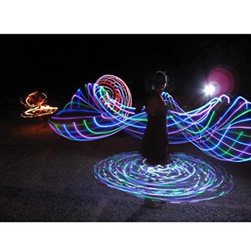 HYDONG LED Hula Hoop Weighted Dance & Fitness Glow Light Up Hoola Hoops for Adults, 24 Color Strobing Changing LED Light, 8 Section Detachable Design, Portable Hula Hoops 36" (Batteries not Include)