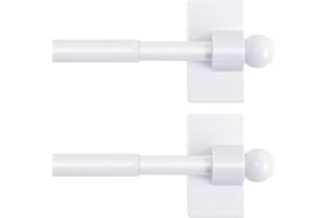 H.VERSAILTEX 2 Pack Magnetic Curtain Rods for Metal Doors, 16 to 28 Inch, 1/2 Inch Diameter, Multi-Use Adjustable Appliances for French Doors Magnetic Cafe Curtain Rod(White)