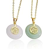UAIAGM Jade Pendant Necklace Good Fortune Green Necklace for Women 18kt Gold Plated Pendants Mother's Day Present Elegant Green Jade Necklaces for Women