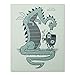 Funny Fire Breathing Dragon Art Print Cool Fantasy Medieval Armored Knight Viking Sword Wall Poster Child Home Decor 8 x 10 Inches