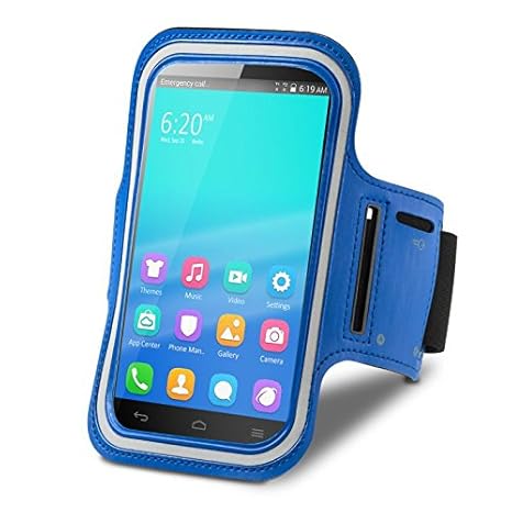 Theoutlettablet® Sportarmband aus Neopren für Running – Laufen – Für Transport Smartphone ZTE Axon Mini Blau