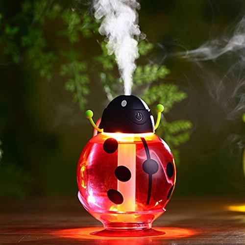 Beatles Car Humidifier USB Powered with Sponge 0 Radiation Cool Mist Humidifier Automatic Shut-Off Humidifier and Optional Night Light for Car Mist and Baby Room Mist 260ml (Red)