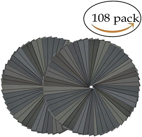 Sandpaper -400 to 3000 Grit Wet Dry Sandpaper Assortment Abrasive Paper Sheets for Automotive Sanding Wood Furniture Finishing, Wood Finish Sand Paper - Grit Sandpaper (108PCS)
