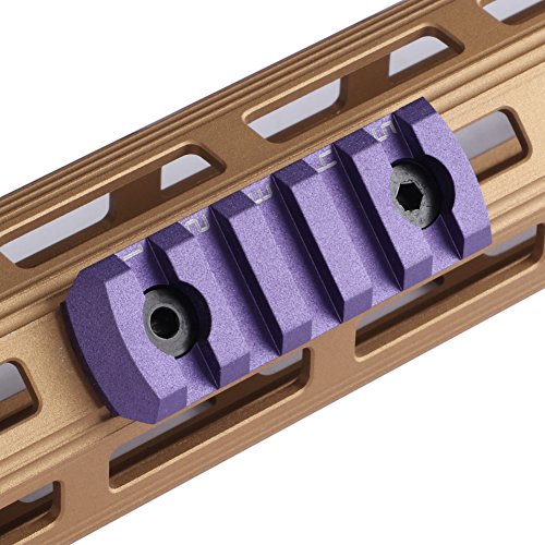 TuFok Low Profile M-Lok Rail Section - Mlok Picatinny Rail Adapter Mount Attachment (5-Slot Aluminum Purple)