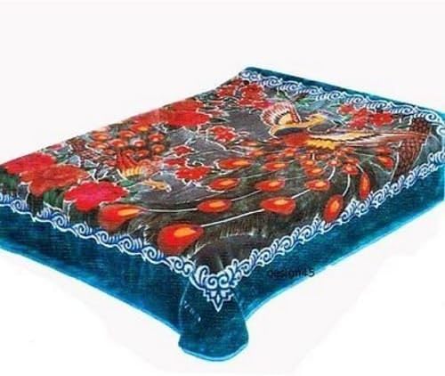 (Ship from USA) Solaron blanket original Korean licensed throw thick plush queen size Peacock .PACKNO-FWEGB41S-1GH10607