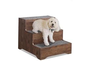 beeNbkks Furniture Style Dog Stairs, Pet Steps for Small Dogs and Cats, Wooden Non-Slip Pet Ladder for Elderly Injured Pets Short Legged Puppy to Reach Couch Sofa High Bed Windowsill