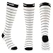 Blue Beat Women Graduated Compression Socks with Black White Stripes Pattern for Running, Pregnancy, Flight & Travel, Basic Daily - 15-20 mmHg Support Stockings
