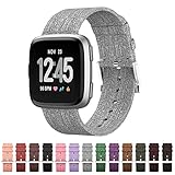 GeekSpark Compatible for Fitbit Versa Bands, Woven Fabric Quick Replacement Accessories Wristbands with Classic Square Stainless Steel Clasp for Fitbit Versa Smartwatch