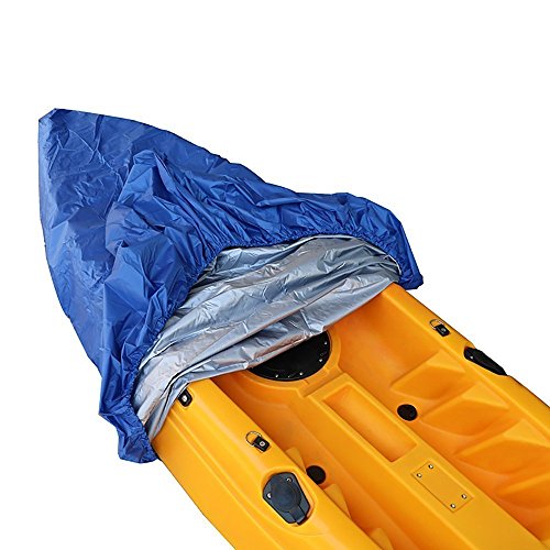 RONGT 2 Pack Waterproof Kayak Cover, 2.6m-6.5m Canoe Storage Cover Offers UV Protection for Fishing Boat,Rowing Shell & Paddle Board (light & dark blue, 3.5m(kayak8.5-9.9feet))