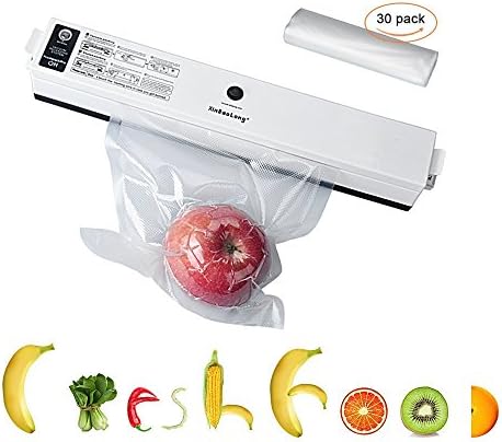 Automatic Vacuum Sealer – Compact Size Sealing Machine for Food Preservation and Storage Including Starter Kit , 30 Free Sealer Bags, Multifunctional Portable Vacuum Packaging Saver, 110V(Black)