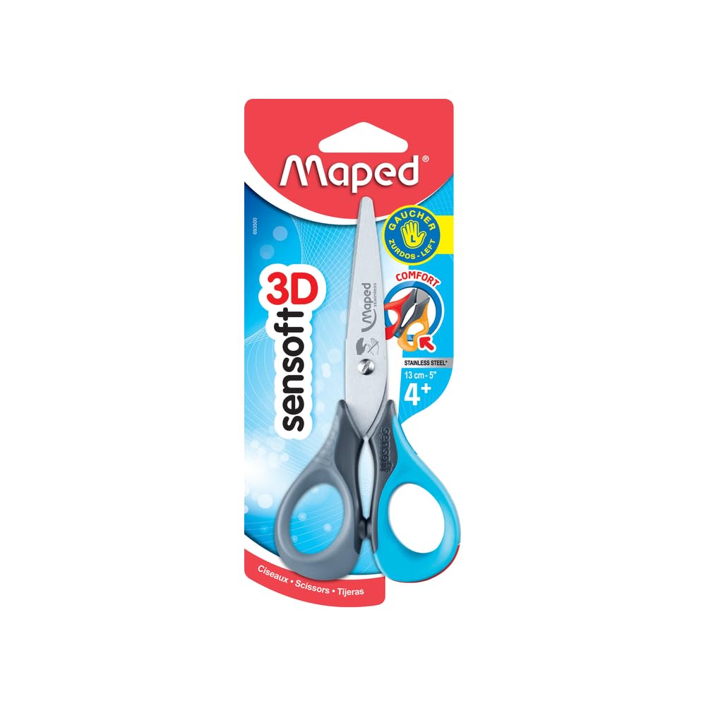 Maped Sensoft 3D Left Handed Scissors 13cm (Assorted Colours)