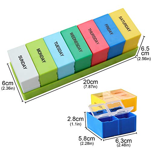 STEVOY-Pill-Box-7-Days-28-Compartments-Pill-Organisers-Free-BPA-Pill-Box-Large-Capacity-Medicine-OrganiserVitamin-CaseTravel-Reminder-HolderMedication-Dispenser-Container