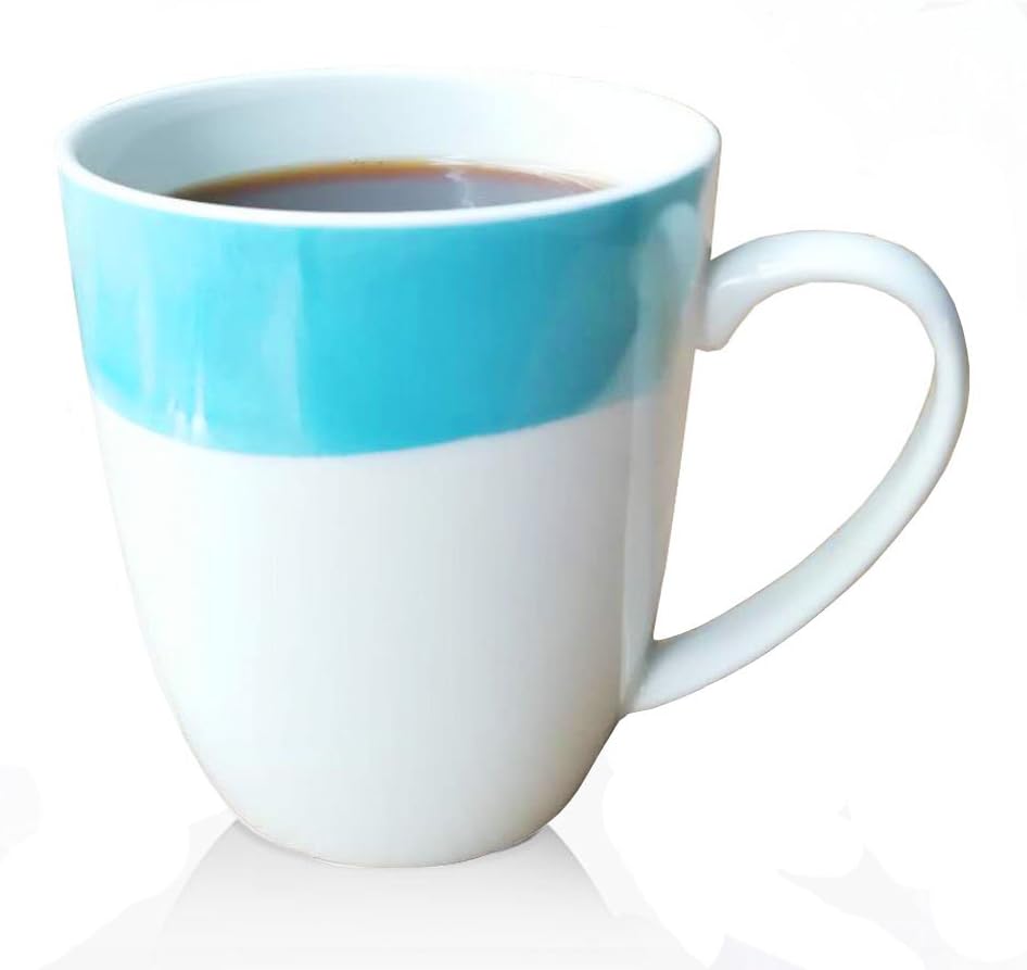Watercolor Fine Bone China Coffee Mug, Simple Modern Design Tea Cup, About 320ml (Cup, Green)