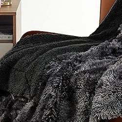 Bedsure Faux Fur King Size Blanket Tie Dye Black
