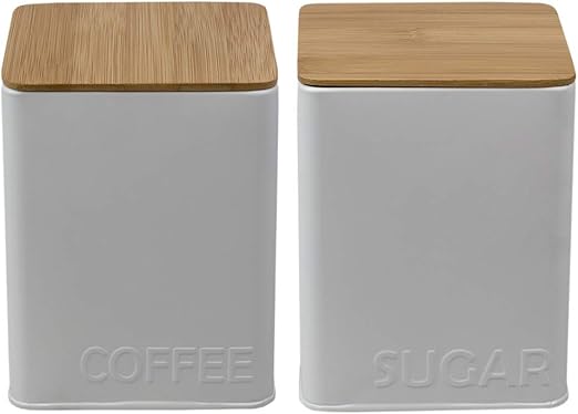 Amazon Com Home Basics Cs41436 Small Tin Canister With Bamboo Top